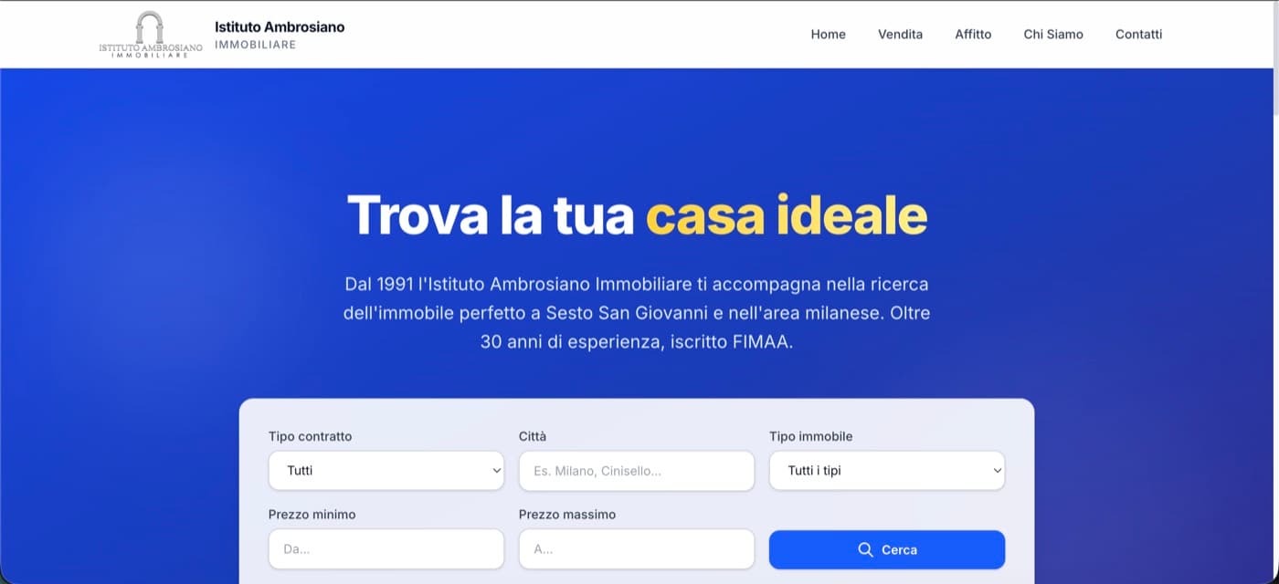 Preview of the Istituto Ambrosiano Immobiliare website